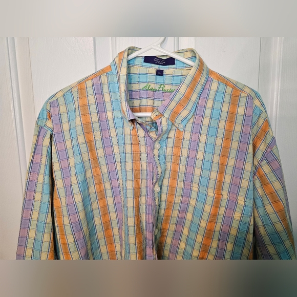 Alan Flusser Pastel Plaid Men's Shirt Men's Size XL - Picture 3 of 11